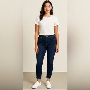 Skinnygirl The Skinny Mid Rise Dark Indigo Wash Cropped Jeans Women’s Petite